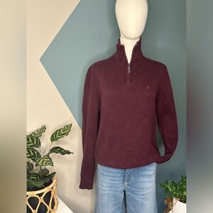 Nautica Men’s Medium Burgundy Red Pullover 1/4 Zip Casual Tight Knit Sweater